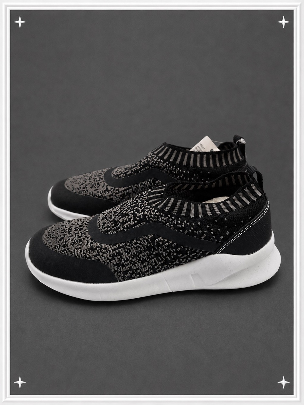 Black/Grey and White Slip-On Sneakers | Kid's 11 NWT